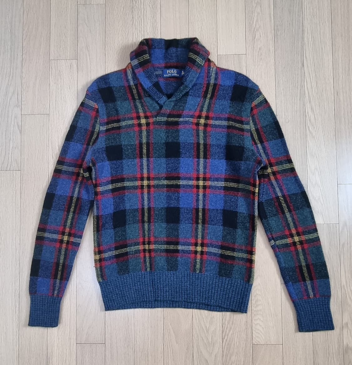 폴로랄프로렌 숄카라 ,가죽패치 양모100 니트 M _ 여성,실측확인 상품이미지1