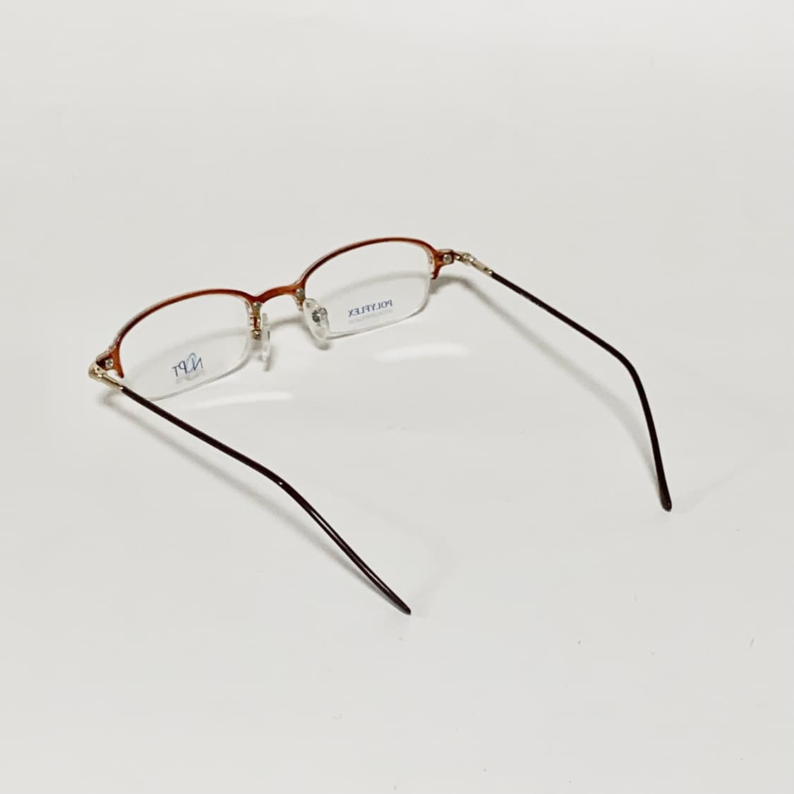 983 데드스탁 빈티지 안경테 반무테 레트로 하프림 클리어 브라운 상품이미지7