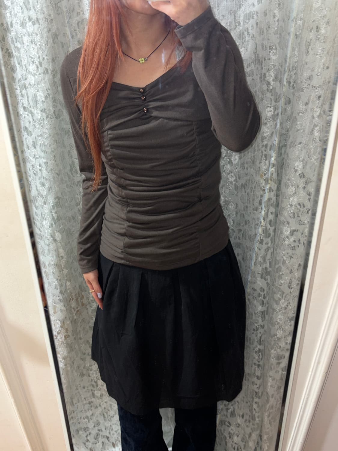 셔링 리본 슬리브 상품이미지5