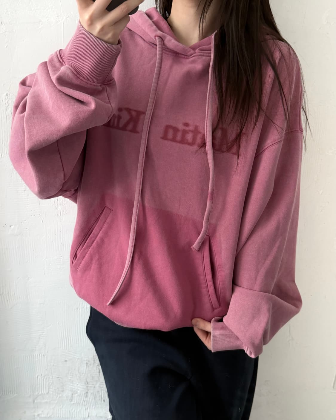 Matin Kim 마뗑킴 피그먼트 핑크 후드티 상품이미지1