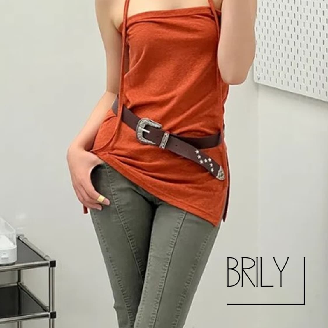 [Unisex] STAR 별 스터드 클래식 웨스턴 y2k 벨트 브라운 상품이미지1