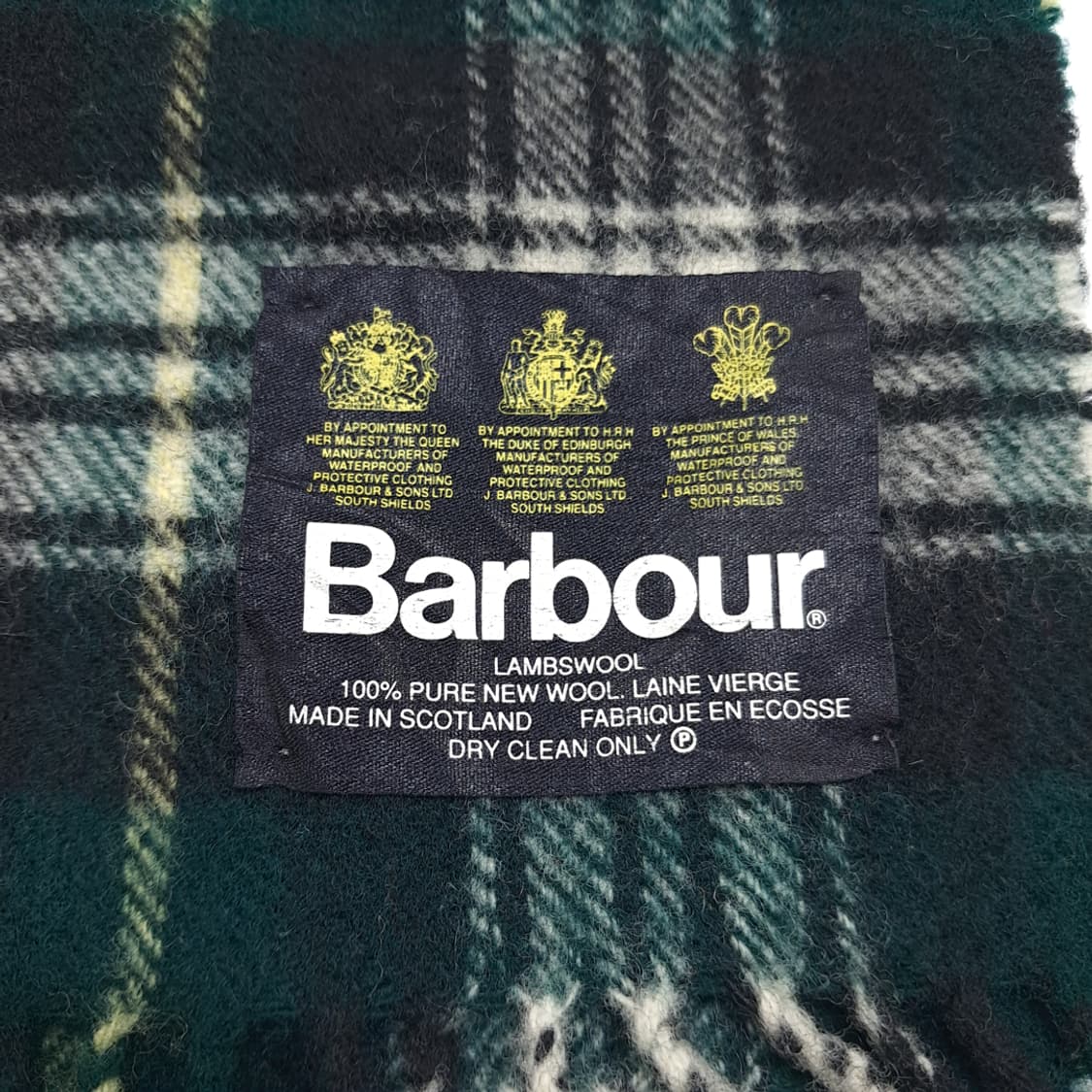 MX356 바버 베이지 다크그린 타탄체크 램스울 목도리 머플러 상품이미지5