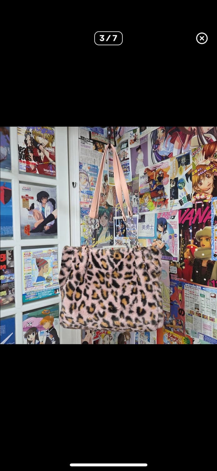 빈티지 레오파드 핑크 퍼 갸루 숄더백 상품이미지3