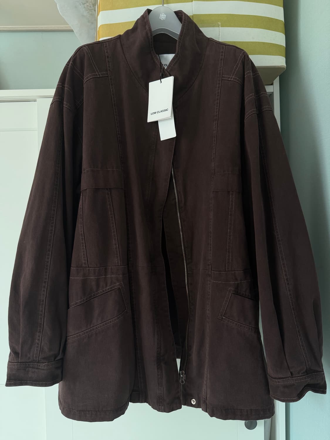 로우클래식 피그먼트 워싱 스티치 하프 자켓 브라운 M 상품이미지6