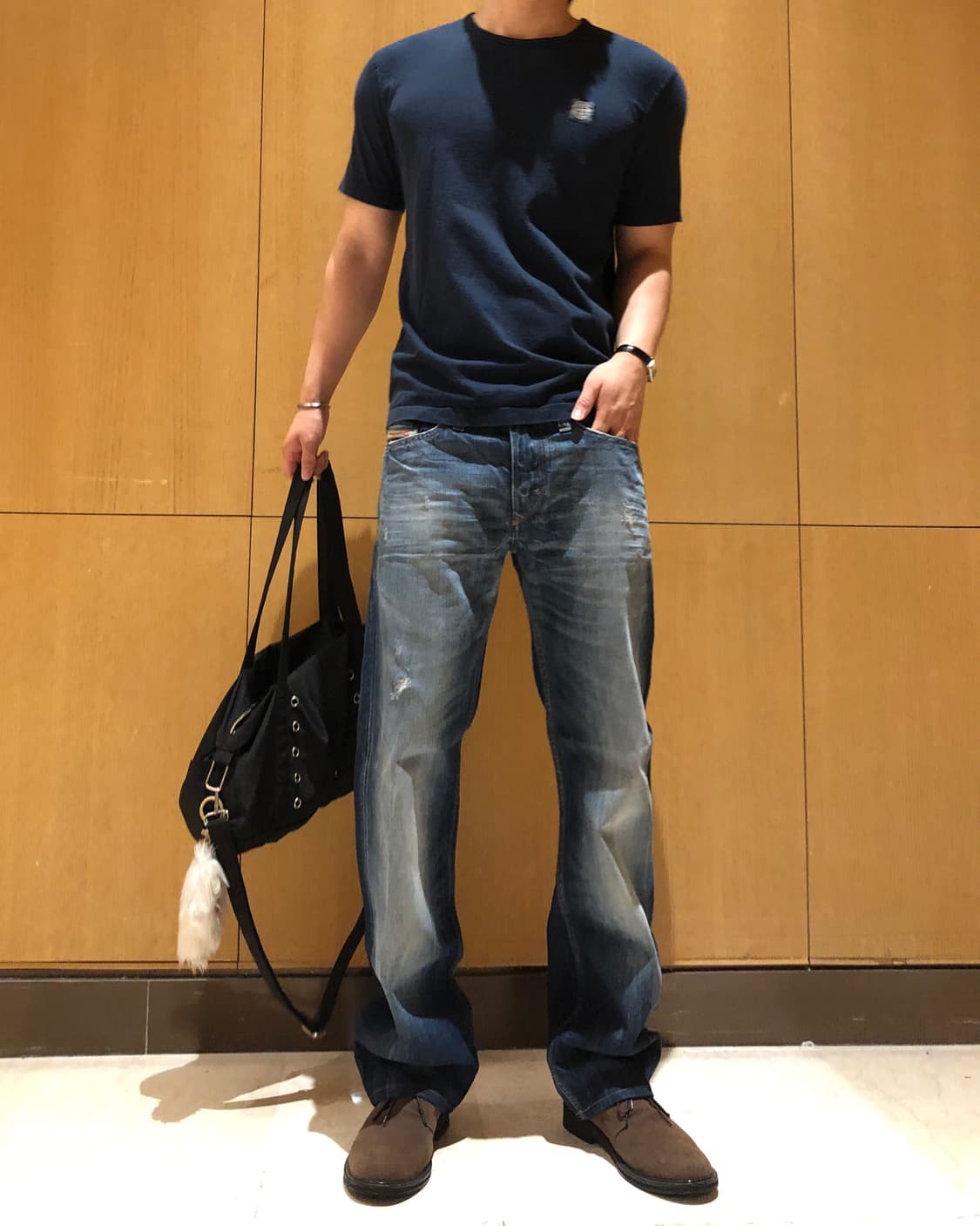 디젤 정품 바이커 워싱 데님팬츠 중청 상품이미지2