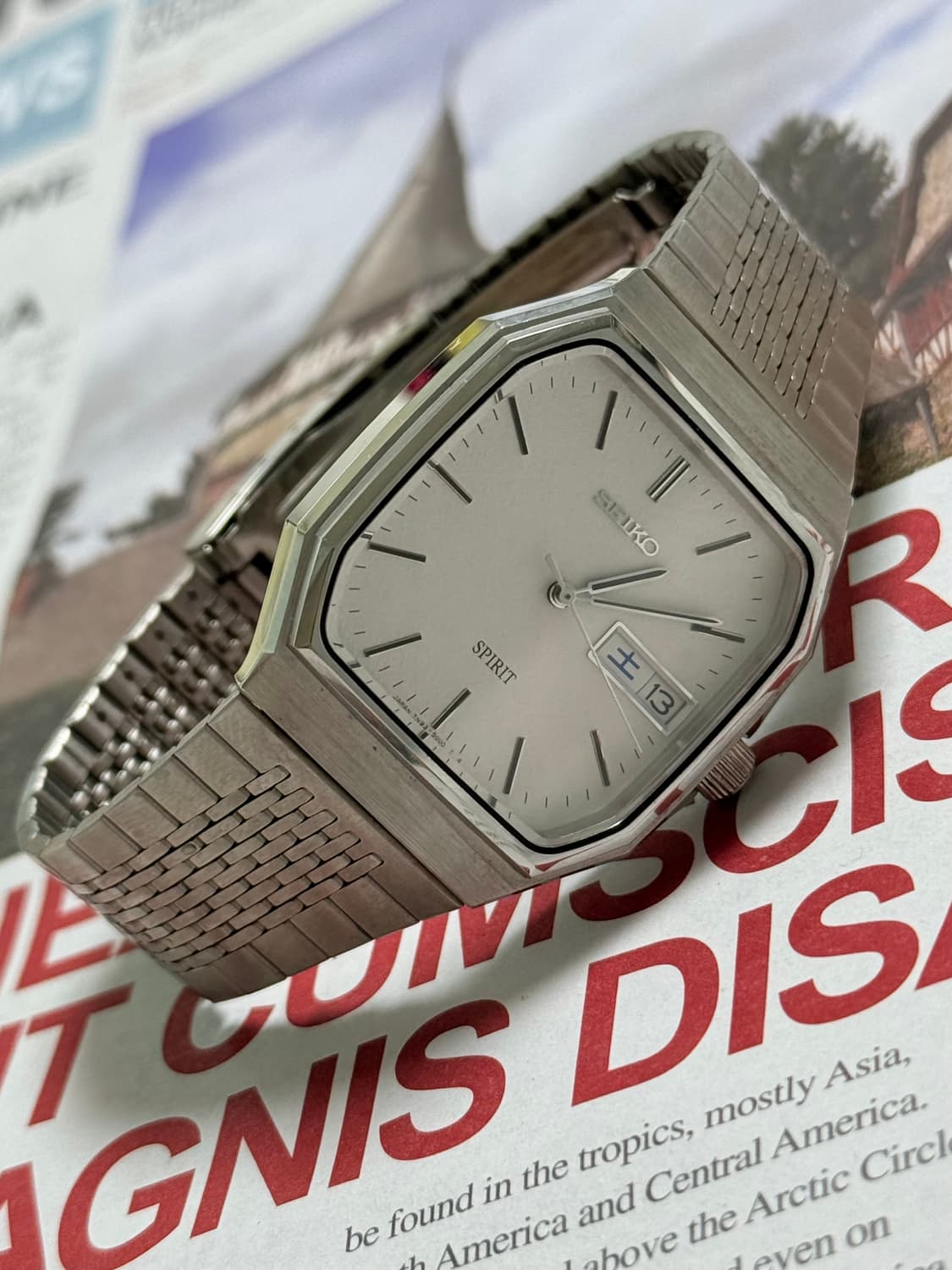 Seiko 세이코 쿼츠 SPRIT 스퀘어 스노우 플레이크 Day-Date 상품이미지5