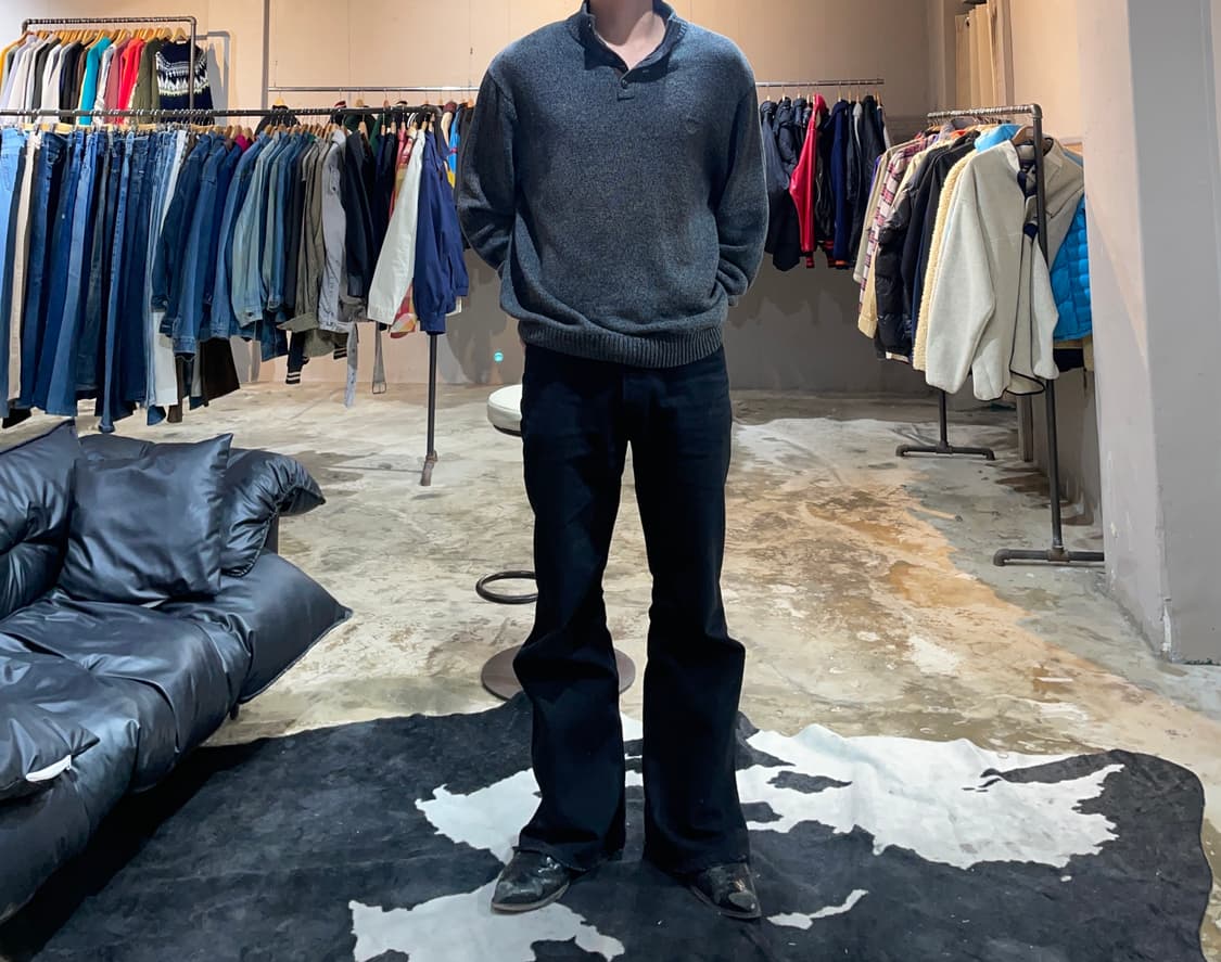 Polo Chaps gray henley neck knit 상품이미지2