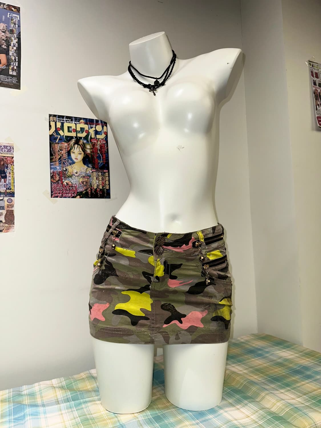 pink camouflage zipper detail skirt 상품이미지2