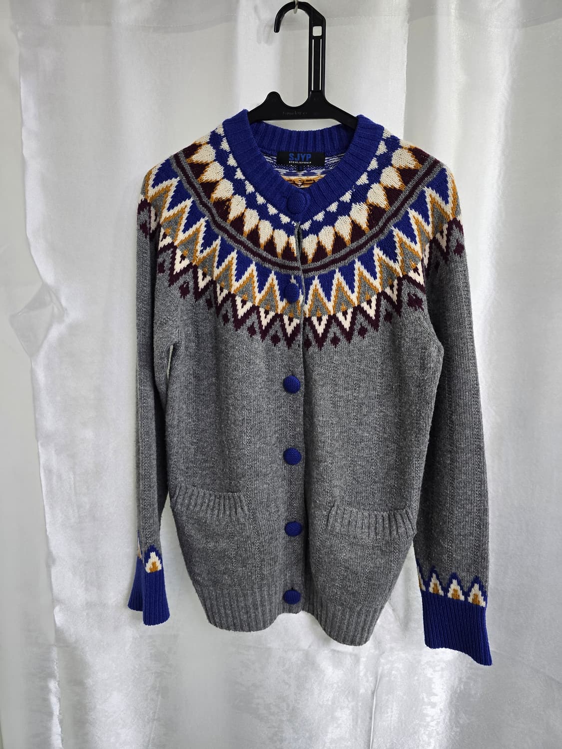 SJYP 패턴 울 가디건 그레이 (1980) 상품이미지1