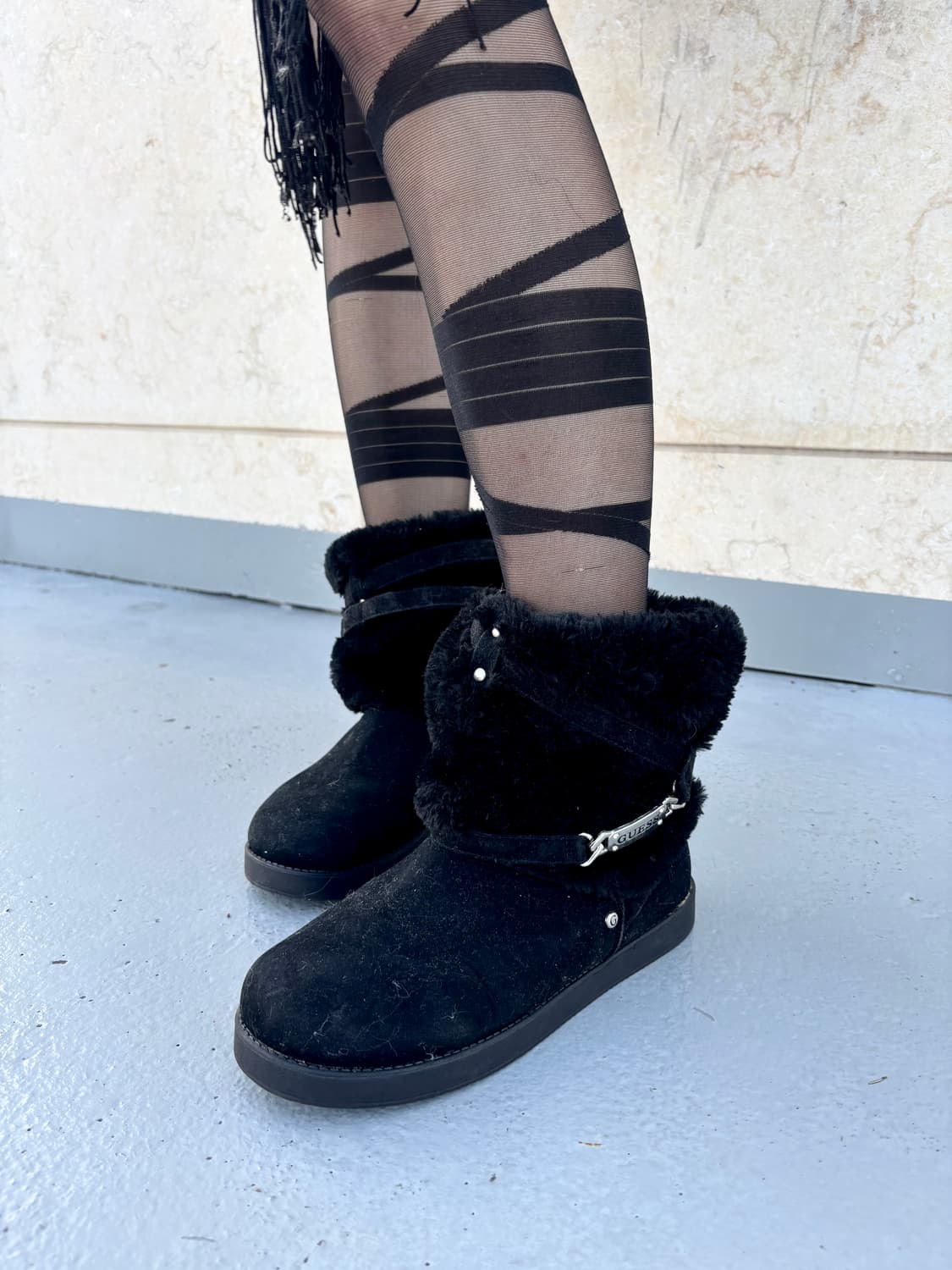 “Guess”00‘s Rare Design Bondage Black Fu 상품이미지1