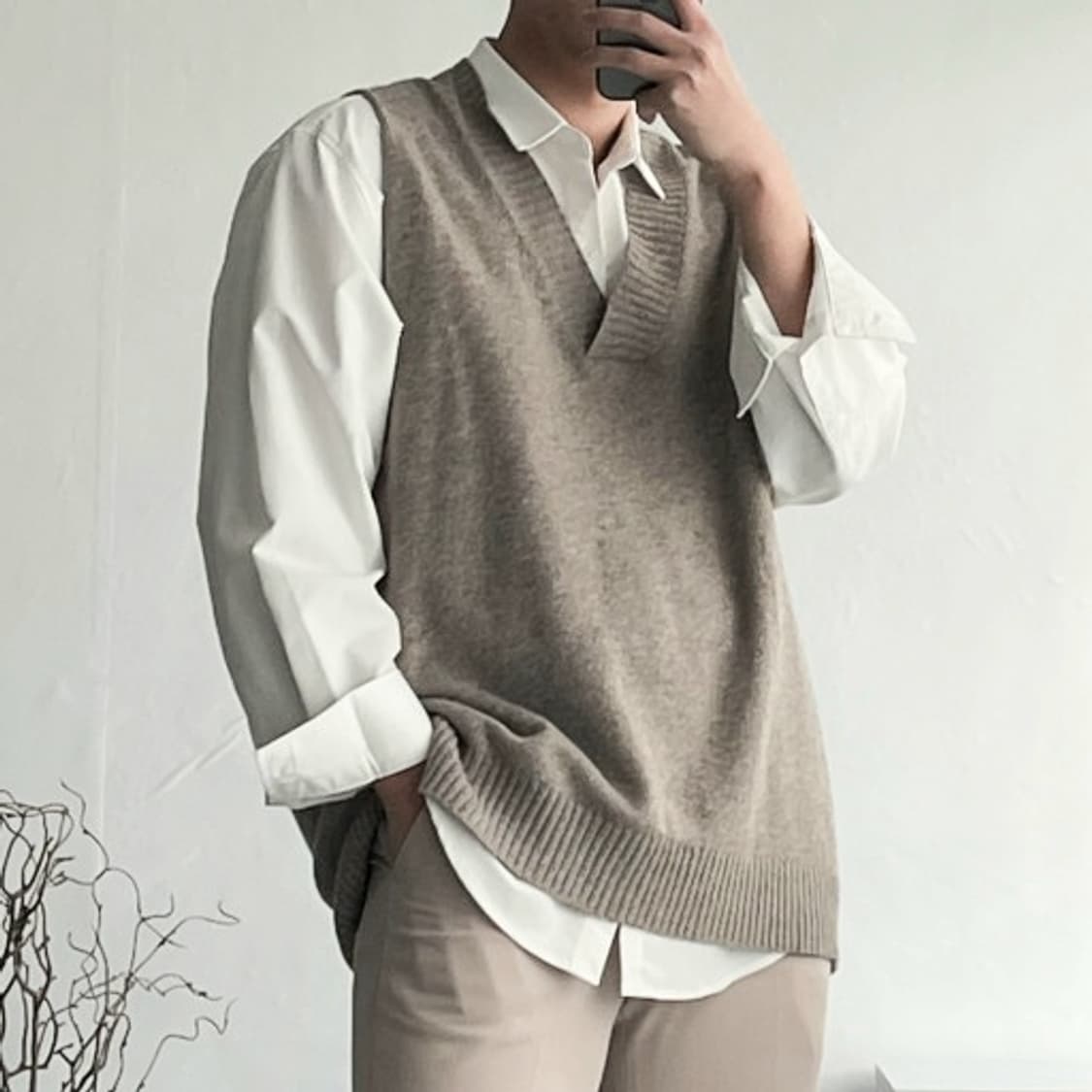 울 니트 베스트 오트밀 os 상품이미지10