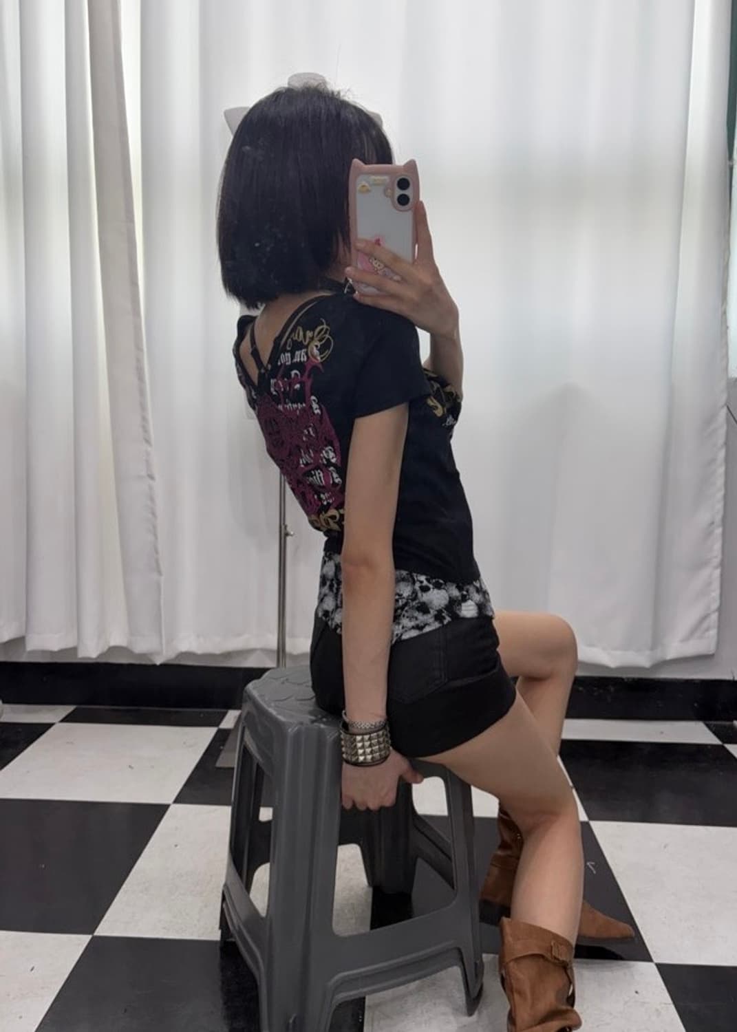 🎸스컬 프린팅 디테일 블랙 티셔츠🎸 상품이미지4