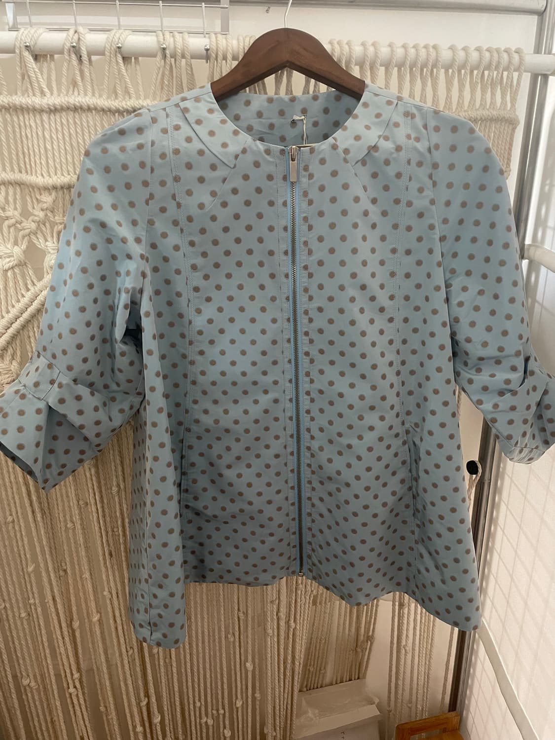 소라 도트 집업 퍼프소매 자켓 상품이미지1