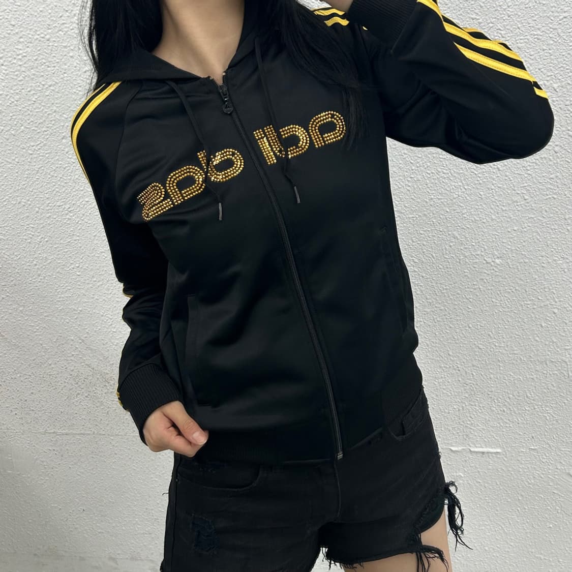 아디다스 옐로우라인 블랙 후드집업 90 상품이미지2