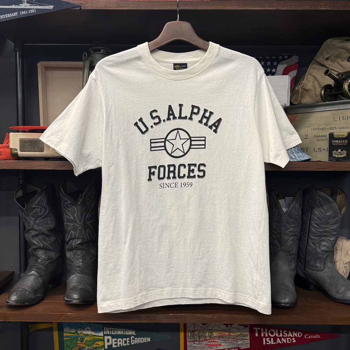 알파 인더스트리 U.S.A 로고 프린팅 반팔 티셔츠 N838 상품이미지1