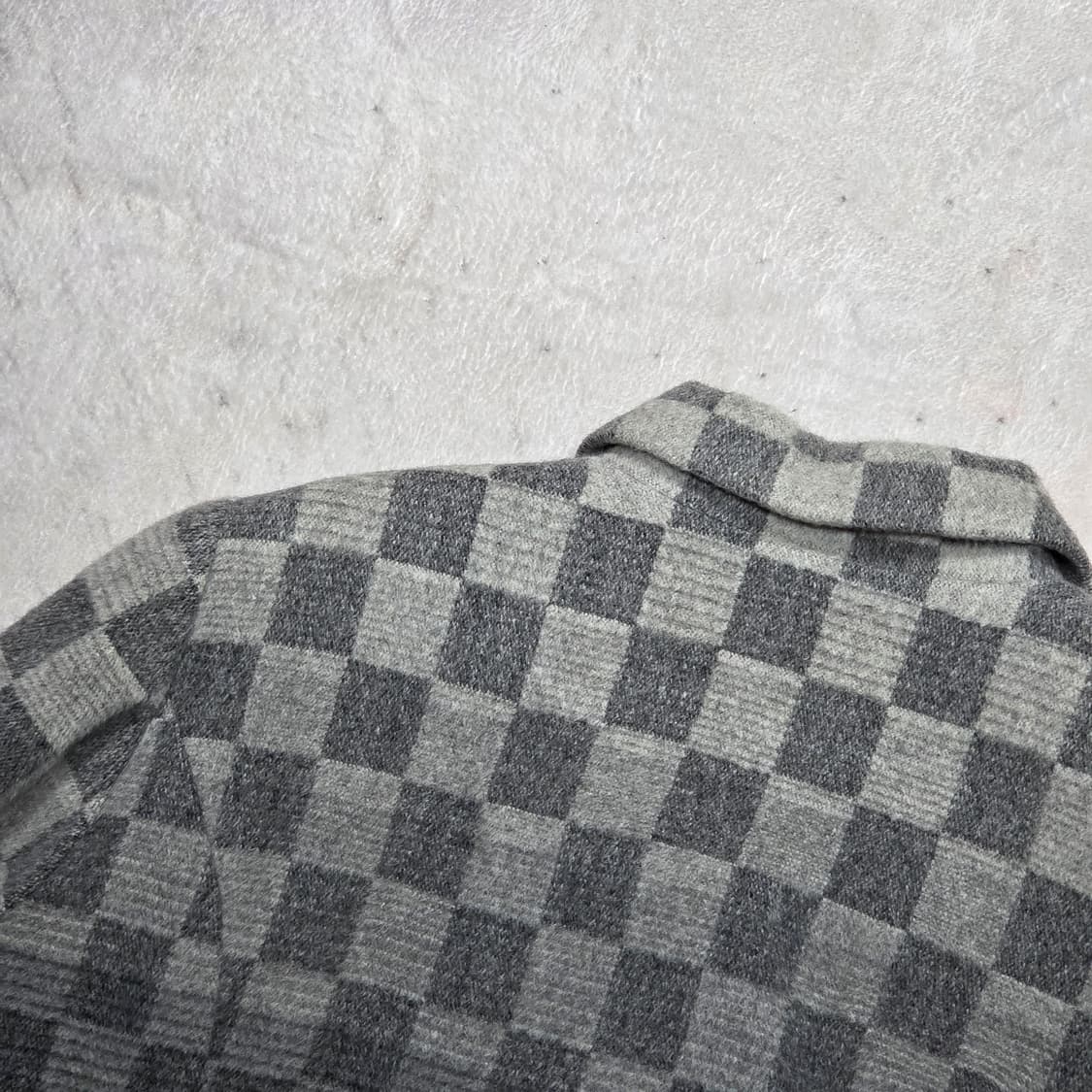 일본 빈티지 체커보드 그라데이션 앙고라 울 미디 코트 상품이미지5