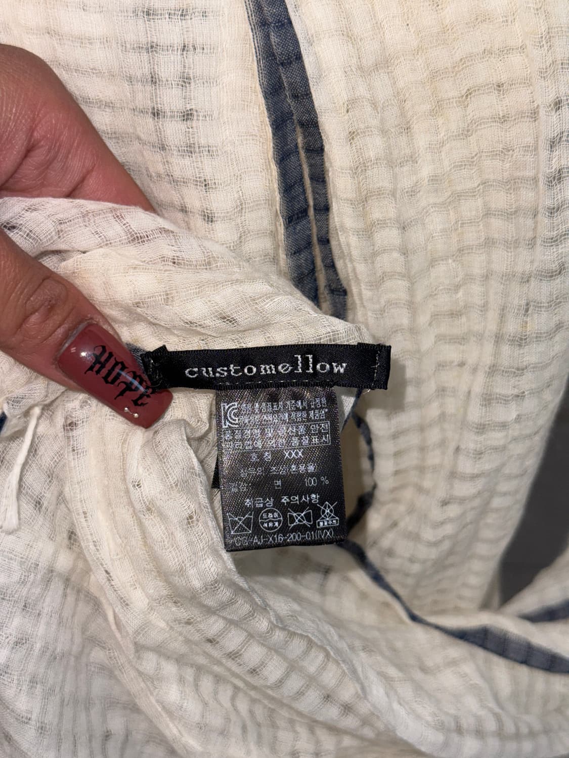 Customellow ivory navy point check 머플러 상품이미지4