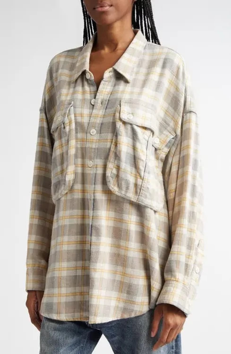 R13 — Oversized Pocket Drop Neck Flannel 상품이미지2