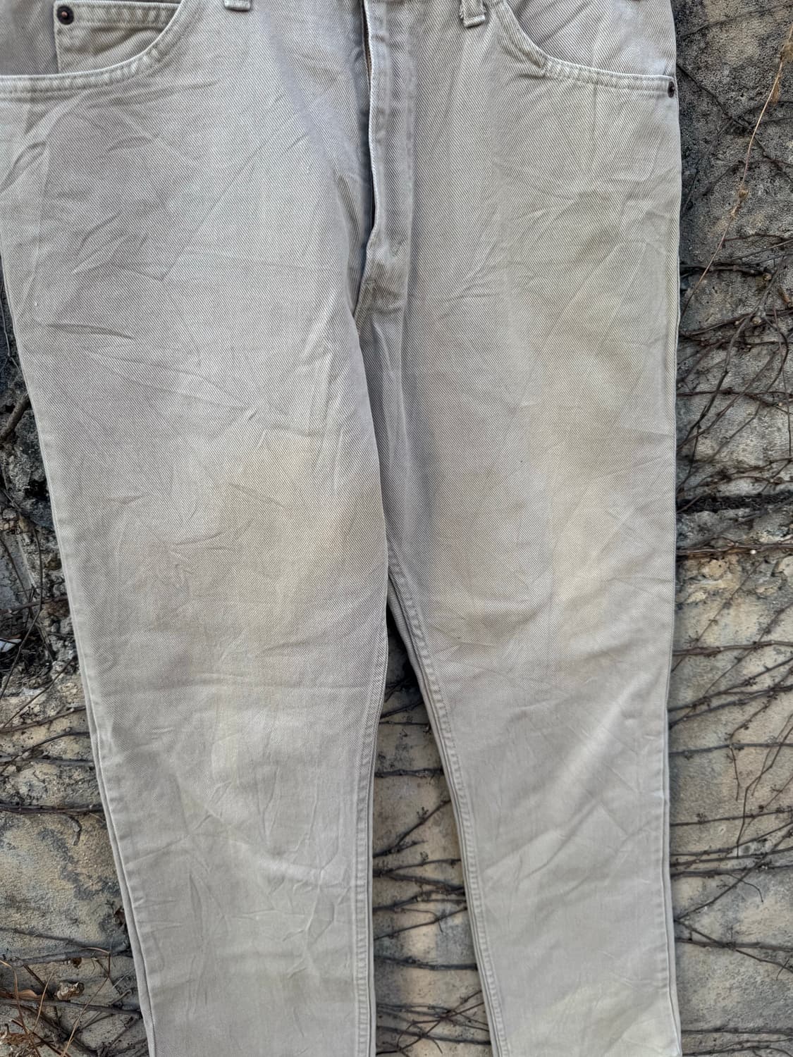 80s 리바이스 빈티지 509 스트레이트핏 베이지 카키 코튼 데님 팬츠 상품이미지5