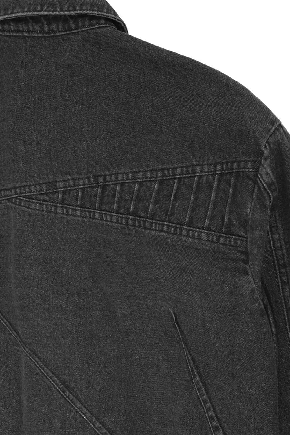 일류 Misaligned denim jacket Washed black 상품이미지4