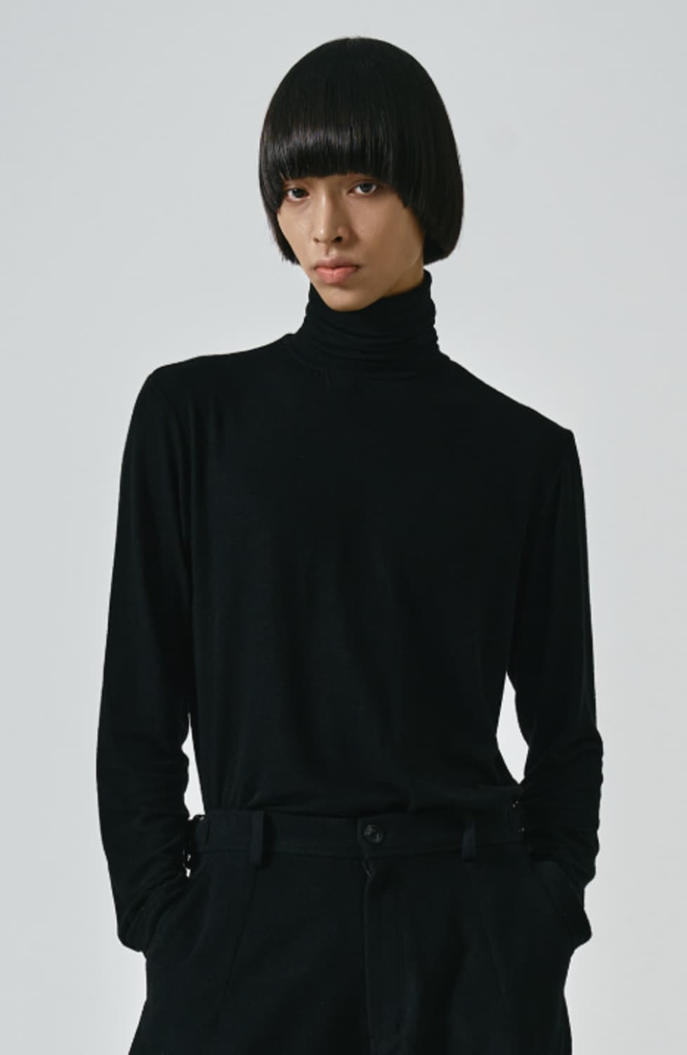 노이어 noirer 울 실키 롤넥 터틀넥 티셔츠 블랙 48 상품이미지1