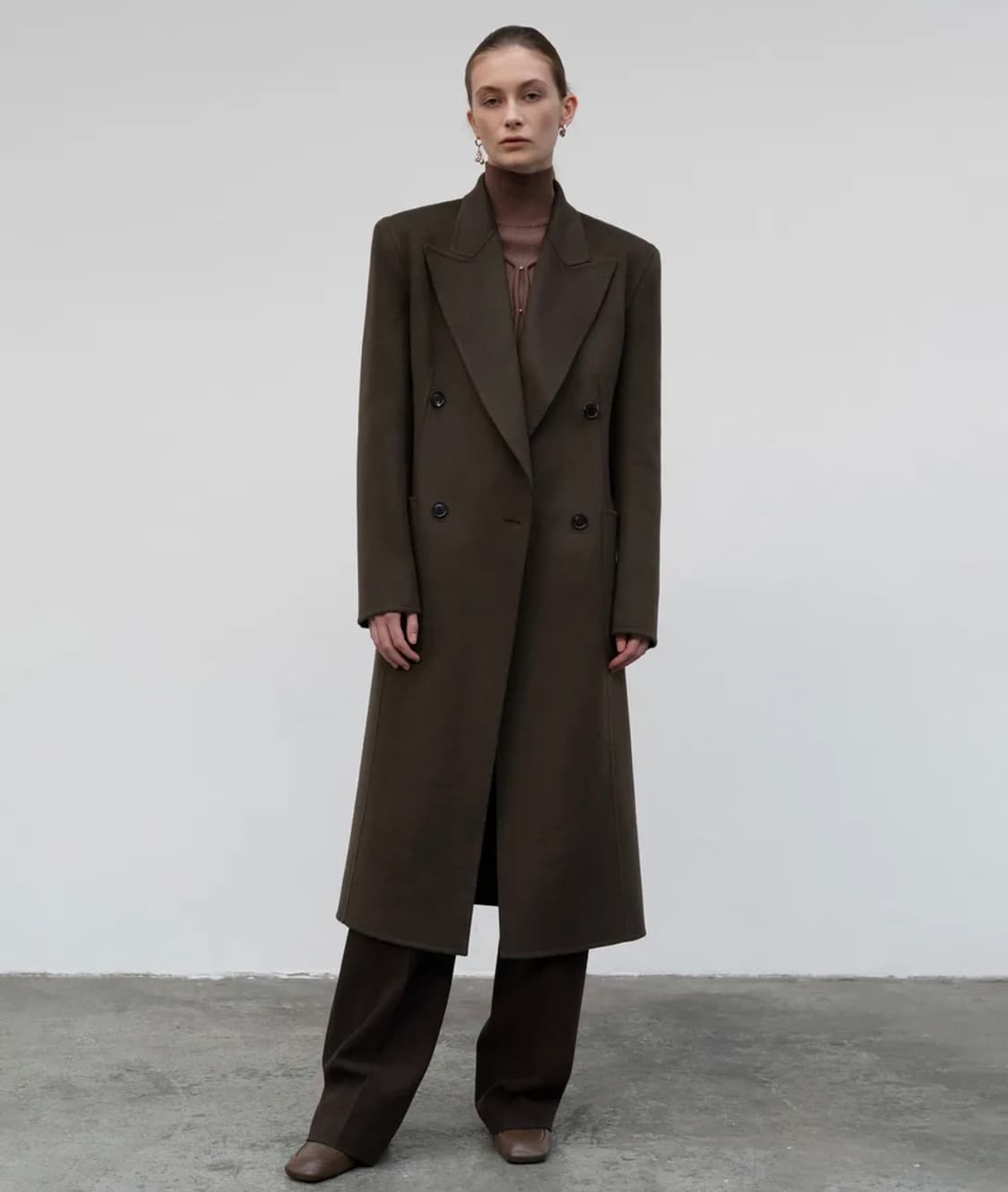 정가 79만) 로우클래식 핸드메이드 더블코트 다크브라운 상품이미지6