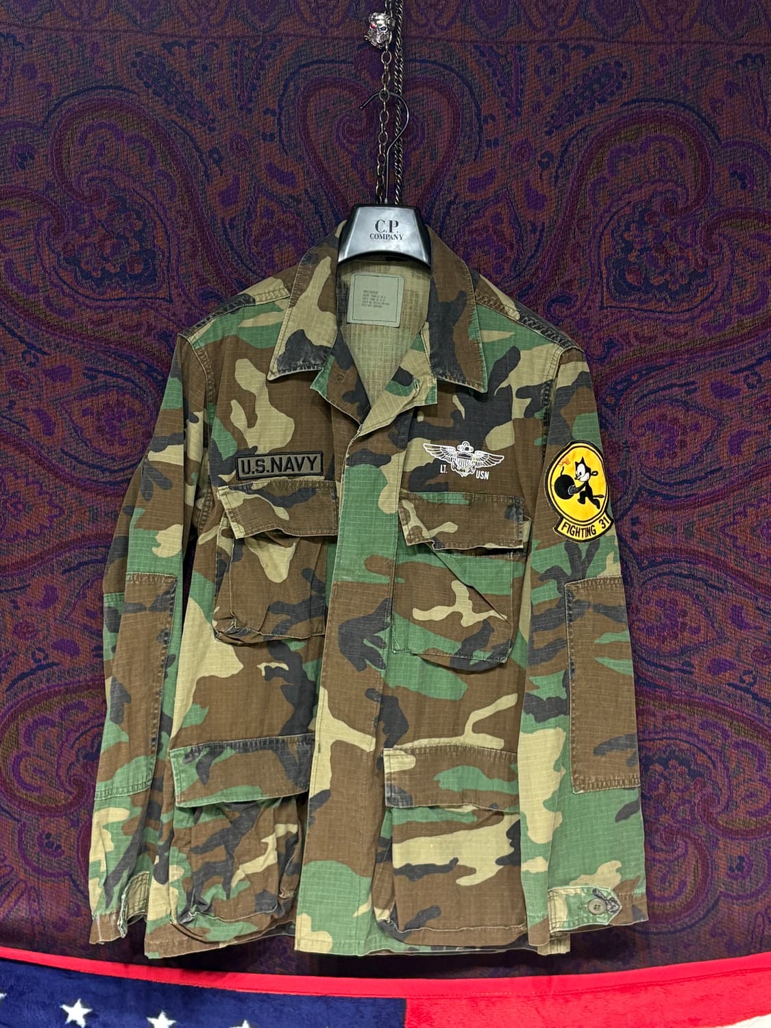 미군 bdu 우드랜드 펠릭스 더 캣 프린팅 커스텀 자켯 상품이미지2