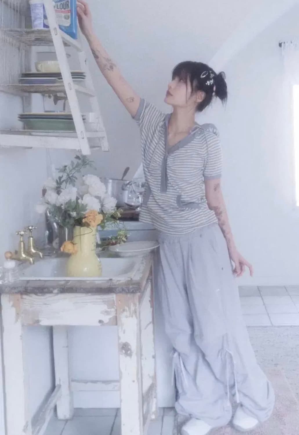 허그유어스킨 와이드 조거팬츠 HS 그레이시블루 상품이미지1