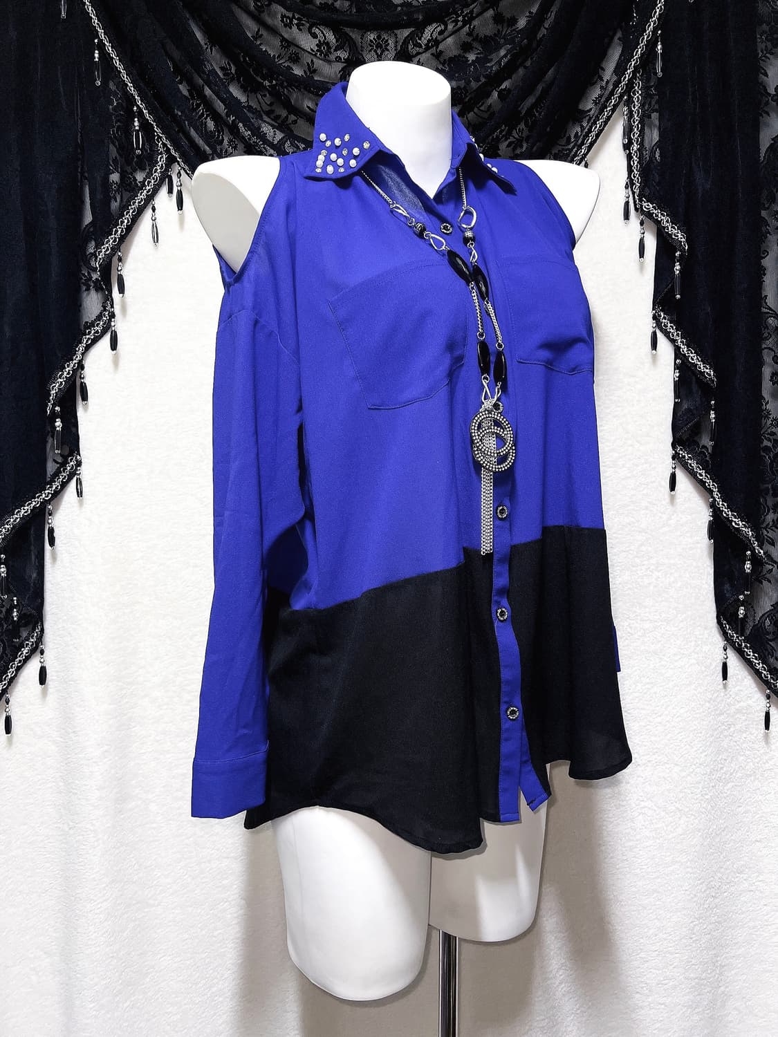 세실맥비 오네갸루 히메 섹시 아게하 어깨트임 셔츠블라우스 핀터 고스펑크 상품이미지7