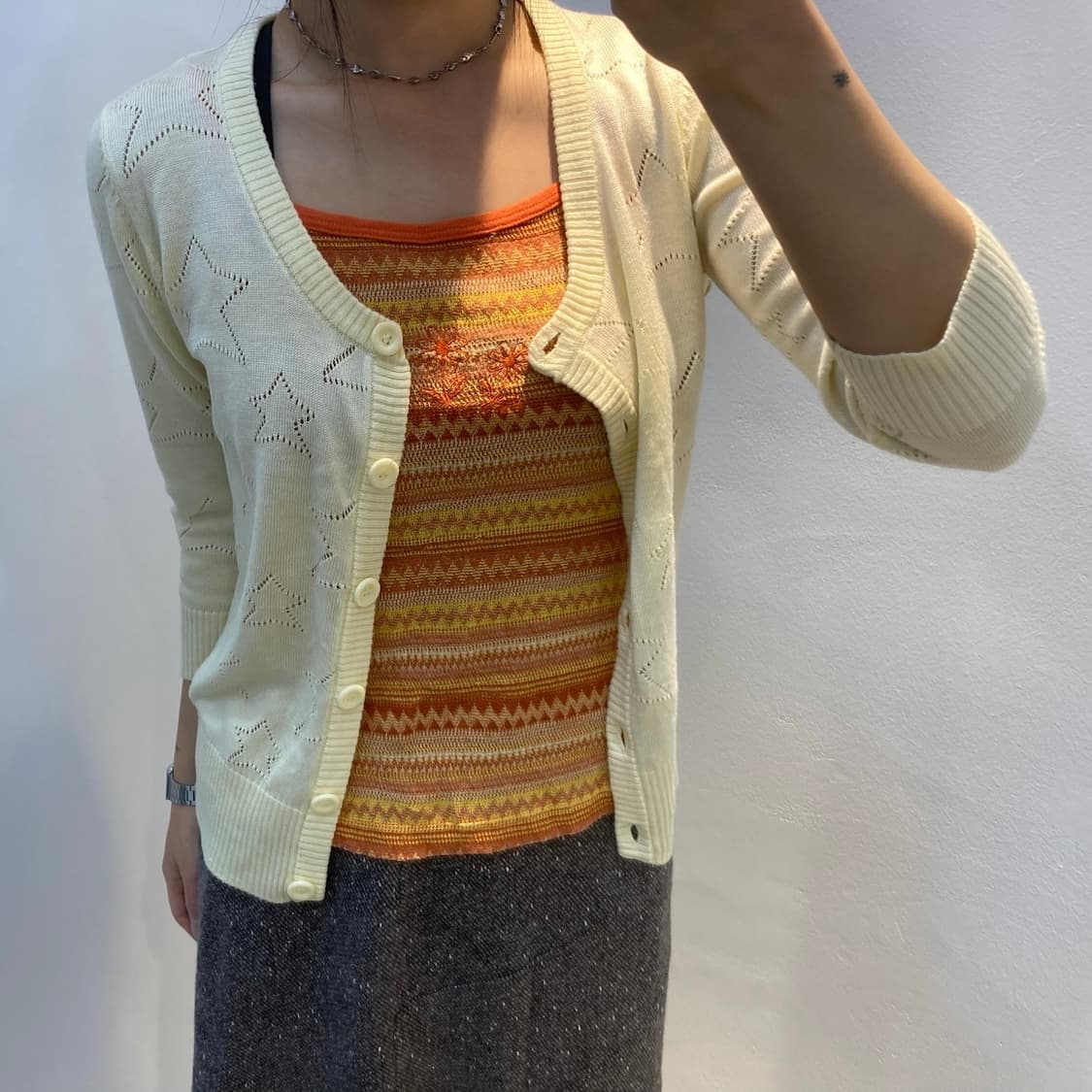 Fjer 별 펀칭 7부 가디건 상품이미지2