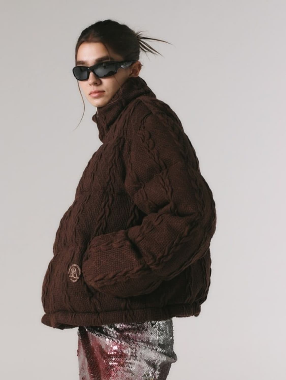 프렌다 니트패딩 브라운 상품이미지4