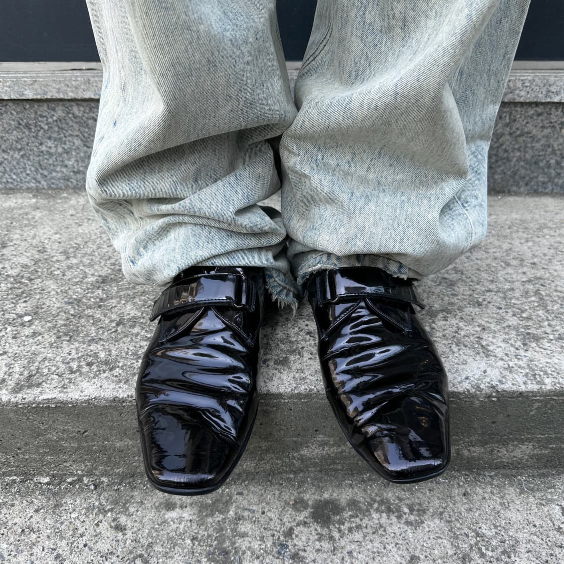 00s 프라다 스포츠 벨크로 페이턴트 가죽 스퀘어 토 로퍼 상품이미지8