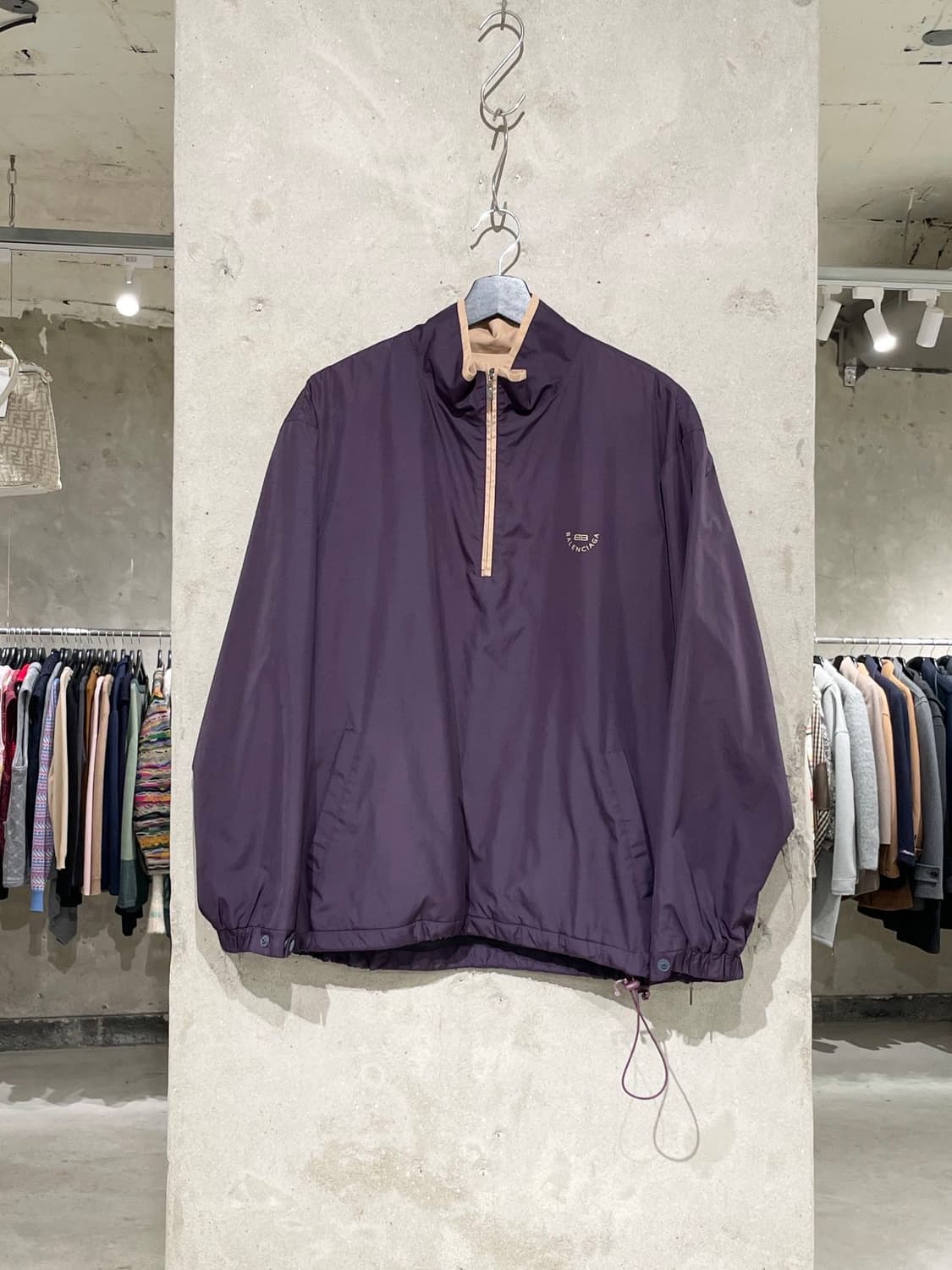 발렌시아가 골프 퍼플 BB로고 하프 집업 사이드 집 스트링 아노락 상품이미지1