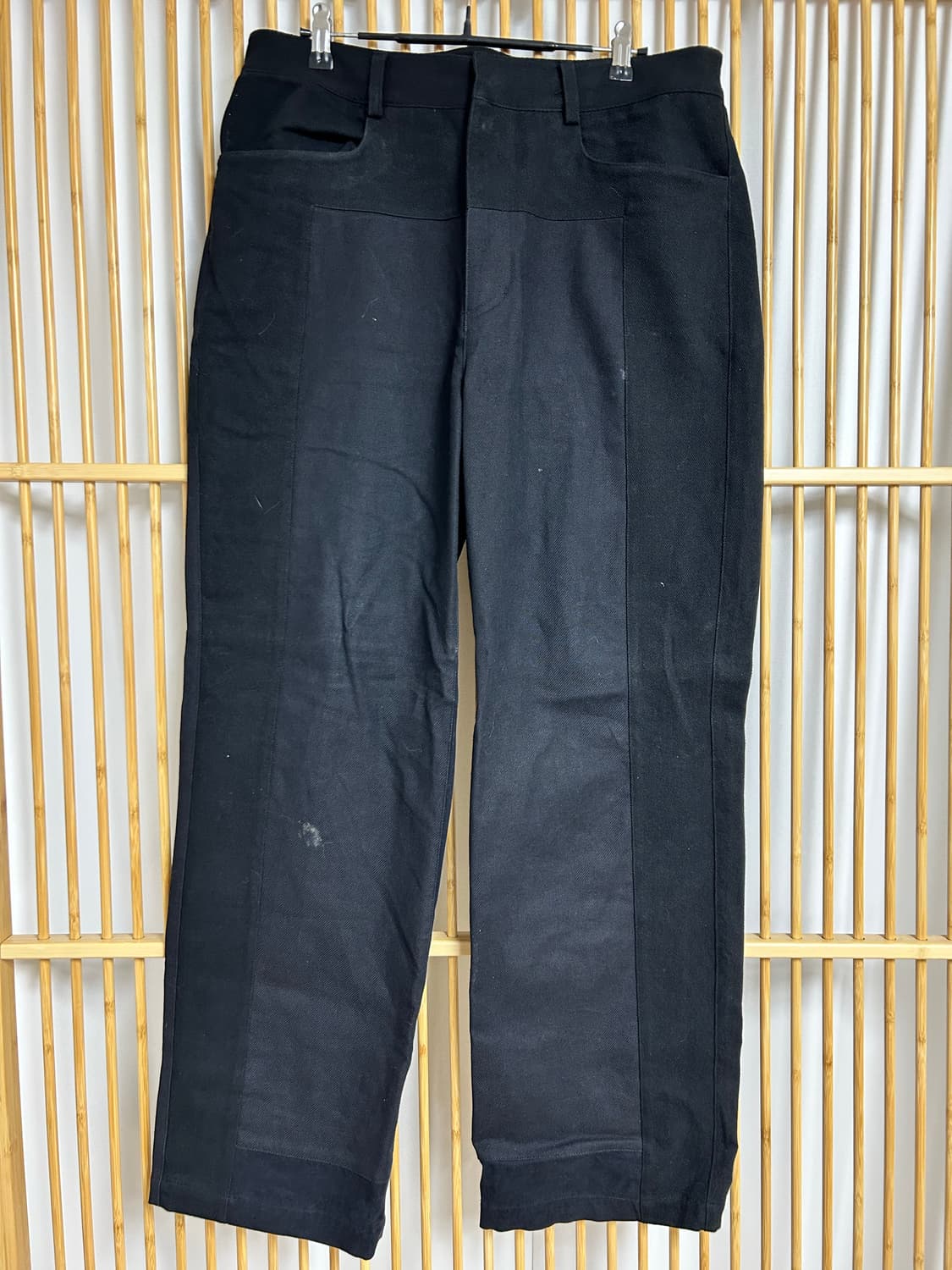 엑슬림 ep.4 백디테일 블랙 코튼팬츠 상품이미지1