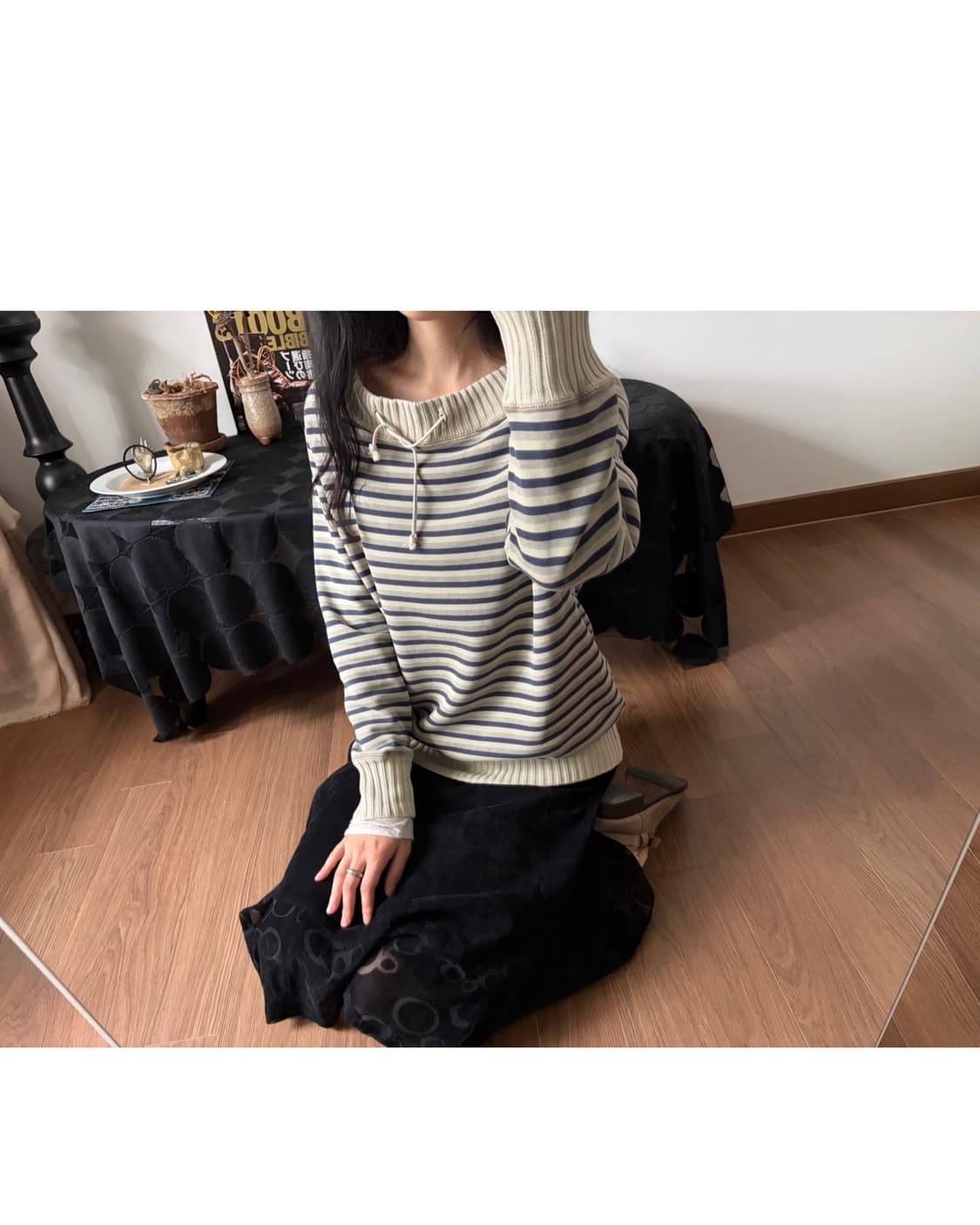 stripe patterned cotton top 상품이미지4