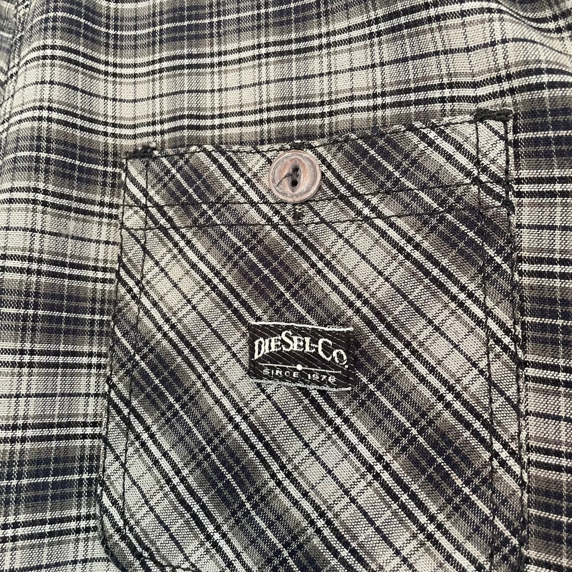 디젤 체크 블랙 그레이 반팔셔츠 상품이미지5