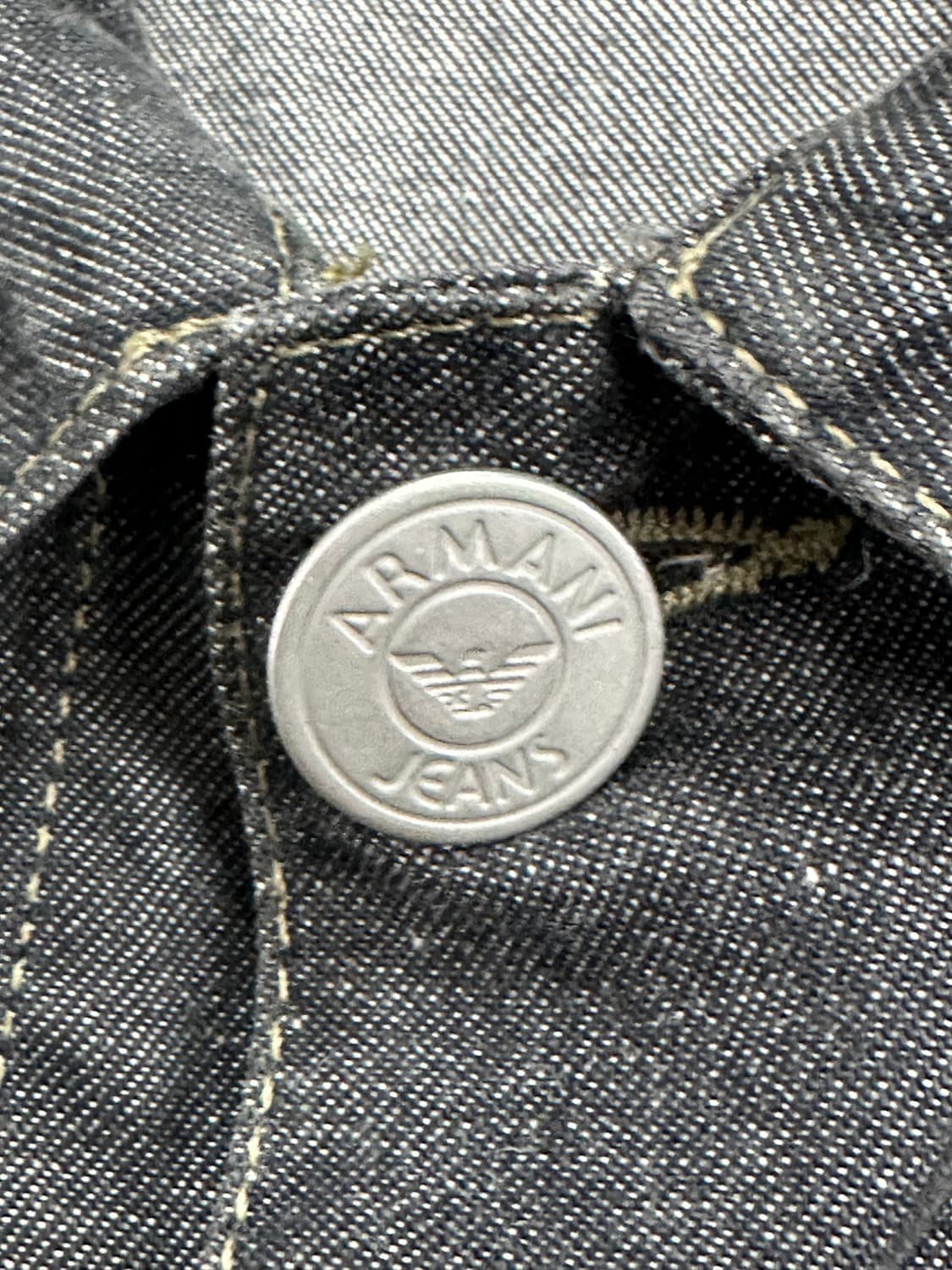 00s Armani Jeans 블랙 트러커 데님 자켓 L 상품이미지4