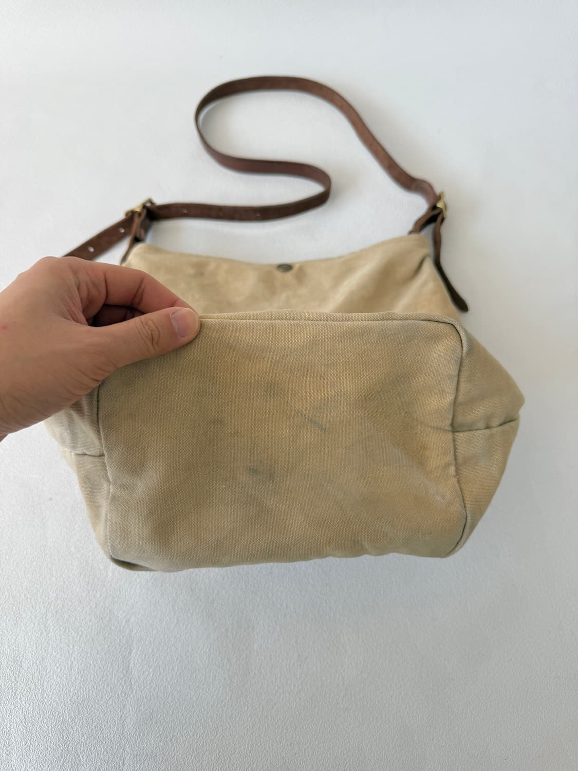 R12 코튼&레더 숄더 크로스백(빈티지 무드) 상품이미지5