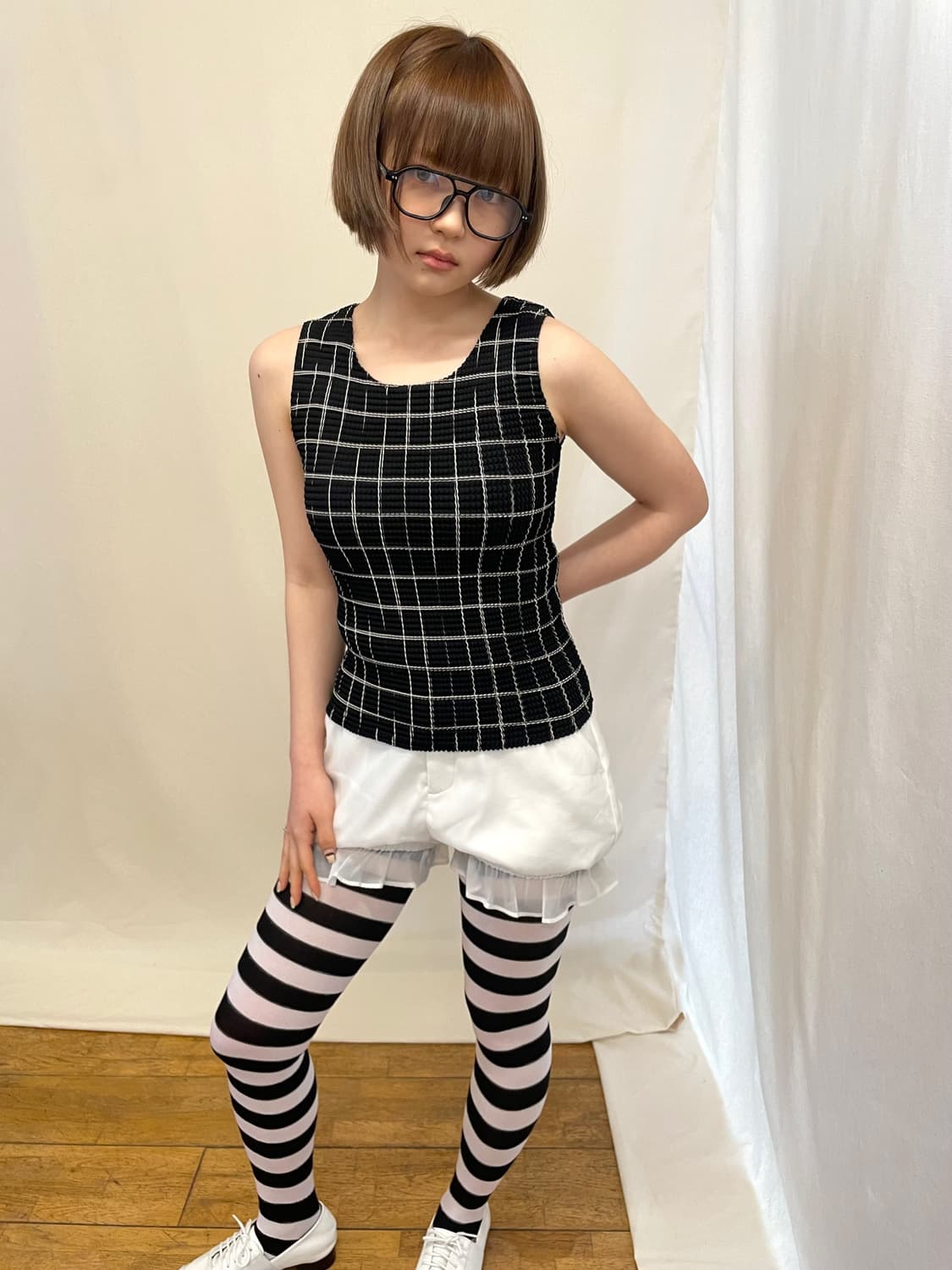 check pleats sleeveless 상품이미지1