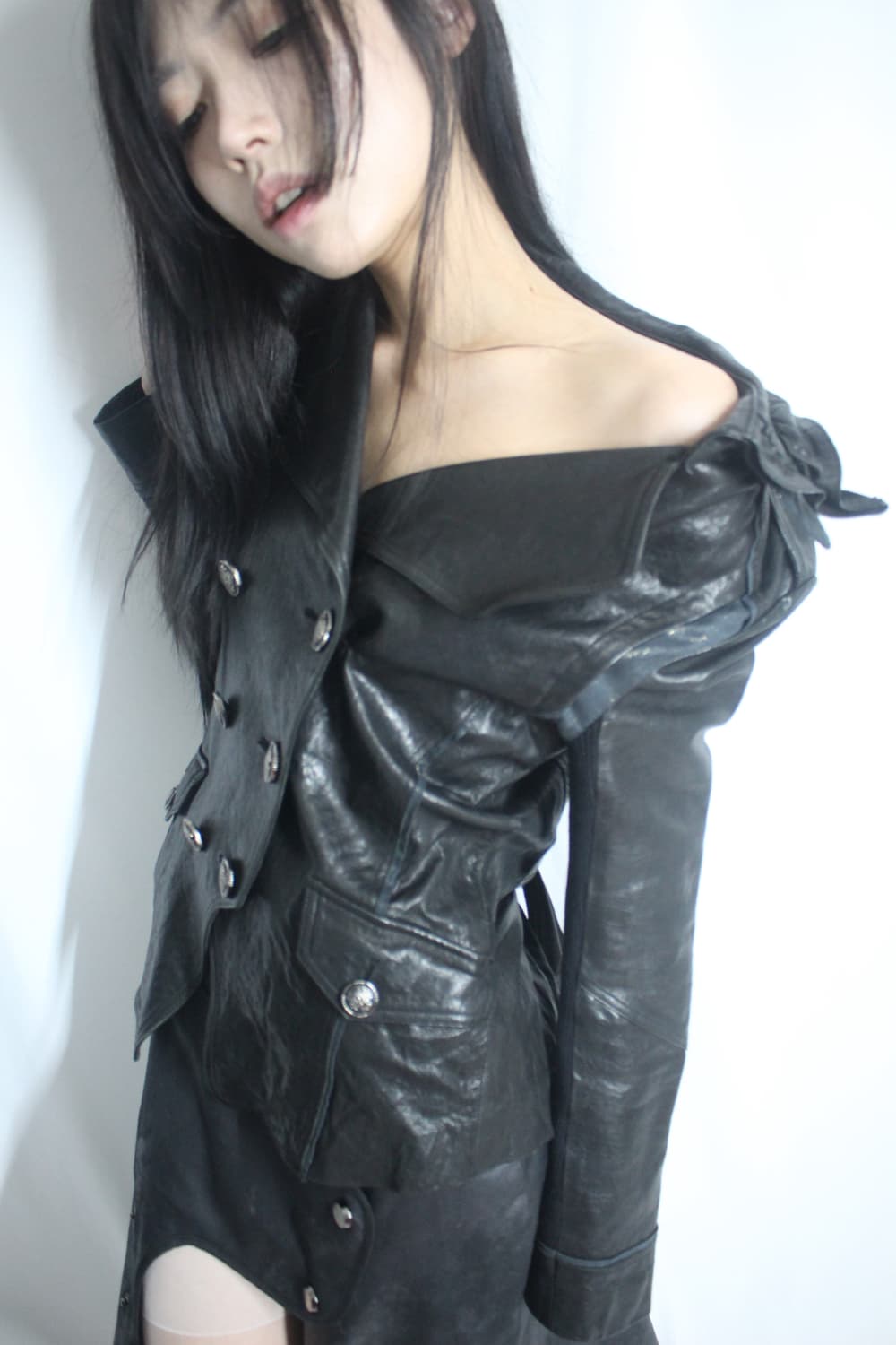 Antique frill trench leather jacket 상품이미지8