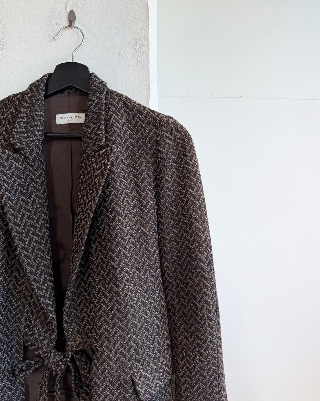 드리스 반 노튼 브라운 패턴 스트랩 블레이저 자켓 상품이미지5