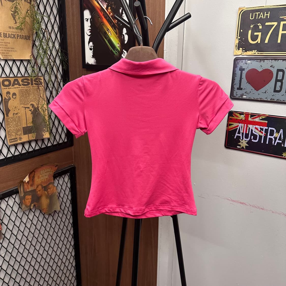 Hot Pink Reprint Collar T-Shirt  상품이미지2