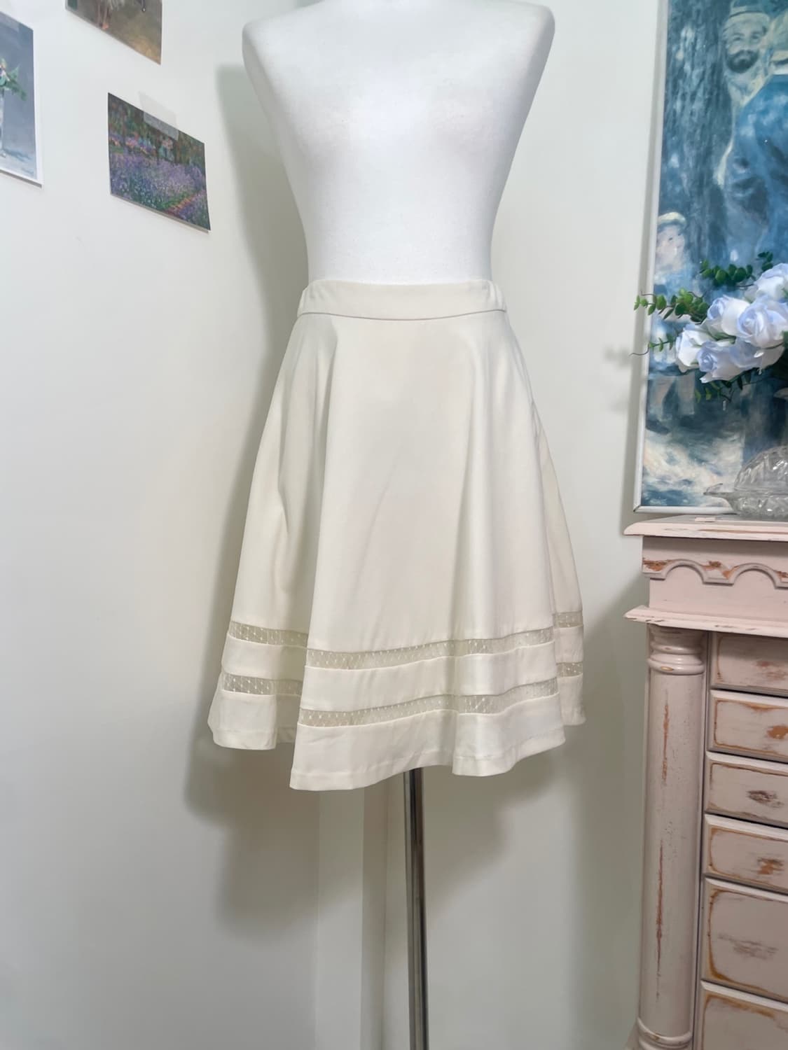 CECIL MCBEE ivory lace trim midi skirt 상품이미지5