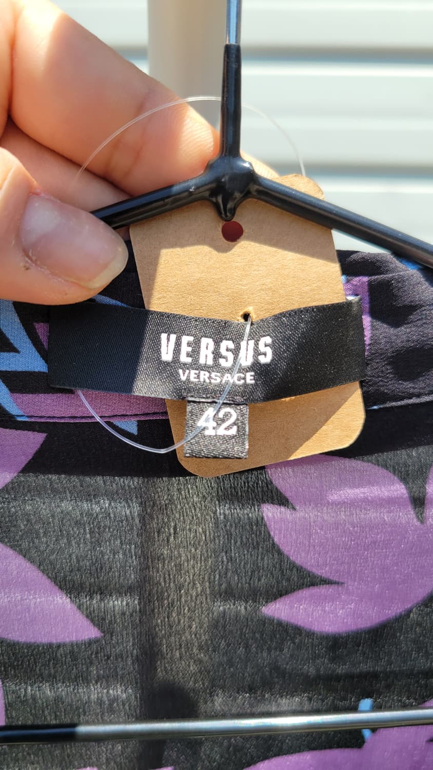 VERSUS VERSACE 42 블랙 퍼플 플라워 패턴 셔츠 상품이미지2