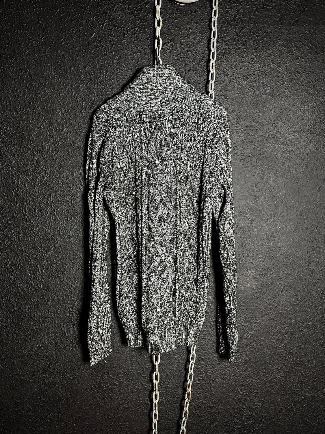 FUGA – Grey Cable Knit Shawl Cardigan 상품이미지5