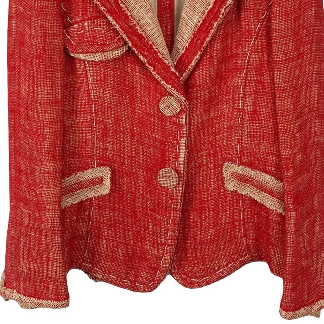 빈티지 가공 린넨 블레이저 자켓 레드 M19905 상품이미지5