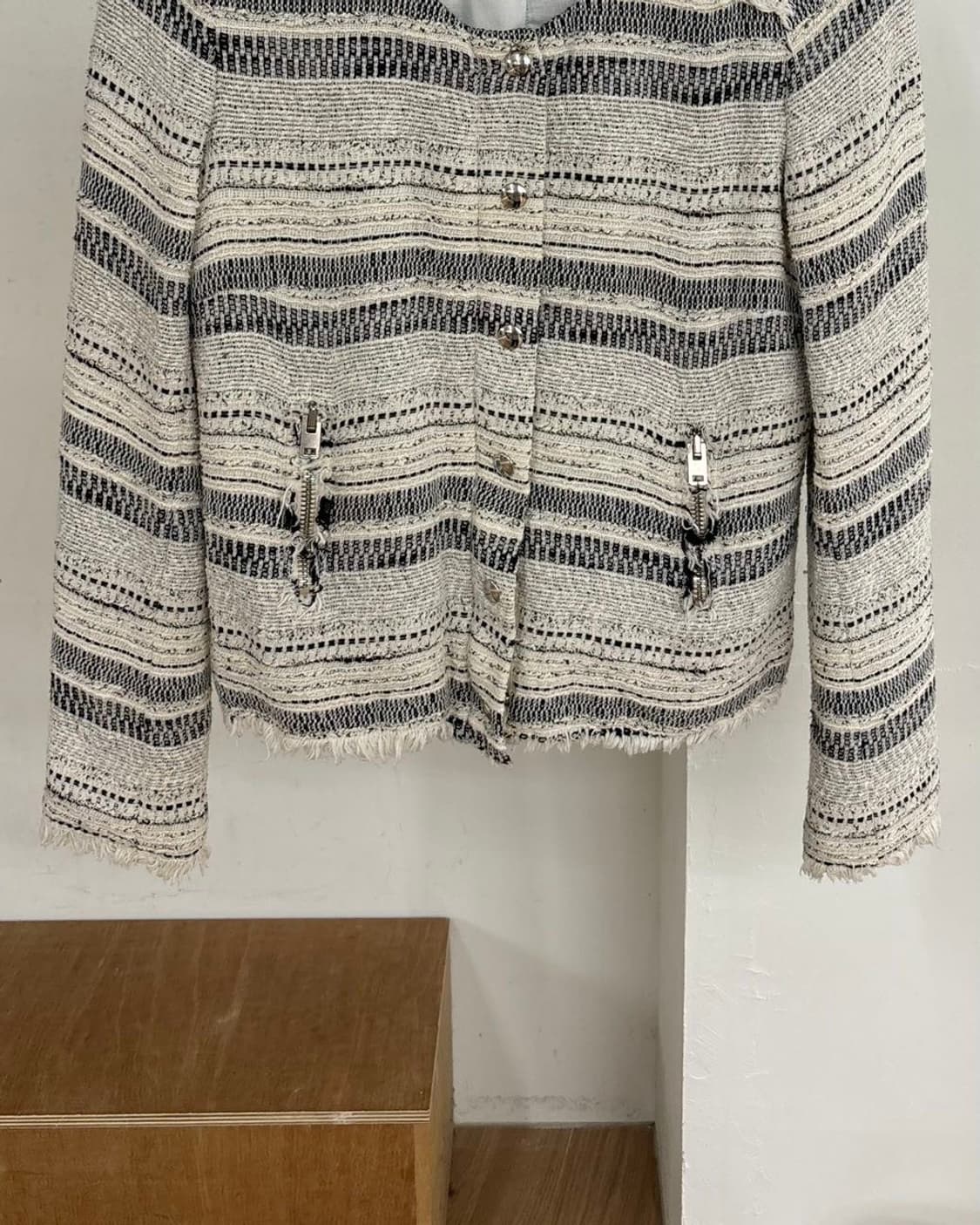 이로 블랙 앤 화이트 리지 트위드 자켓 상품이미지5