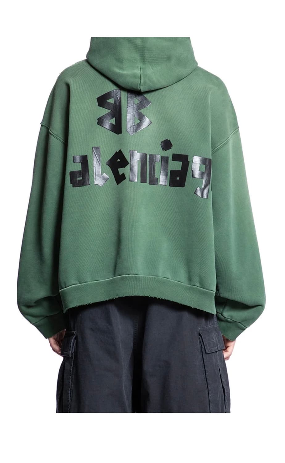 (M) 발렌시아가 뉴 테이프 타입 라지핏 포켓 후디 다크그린 상품이미지5