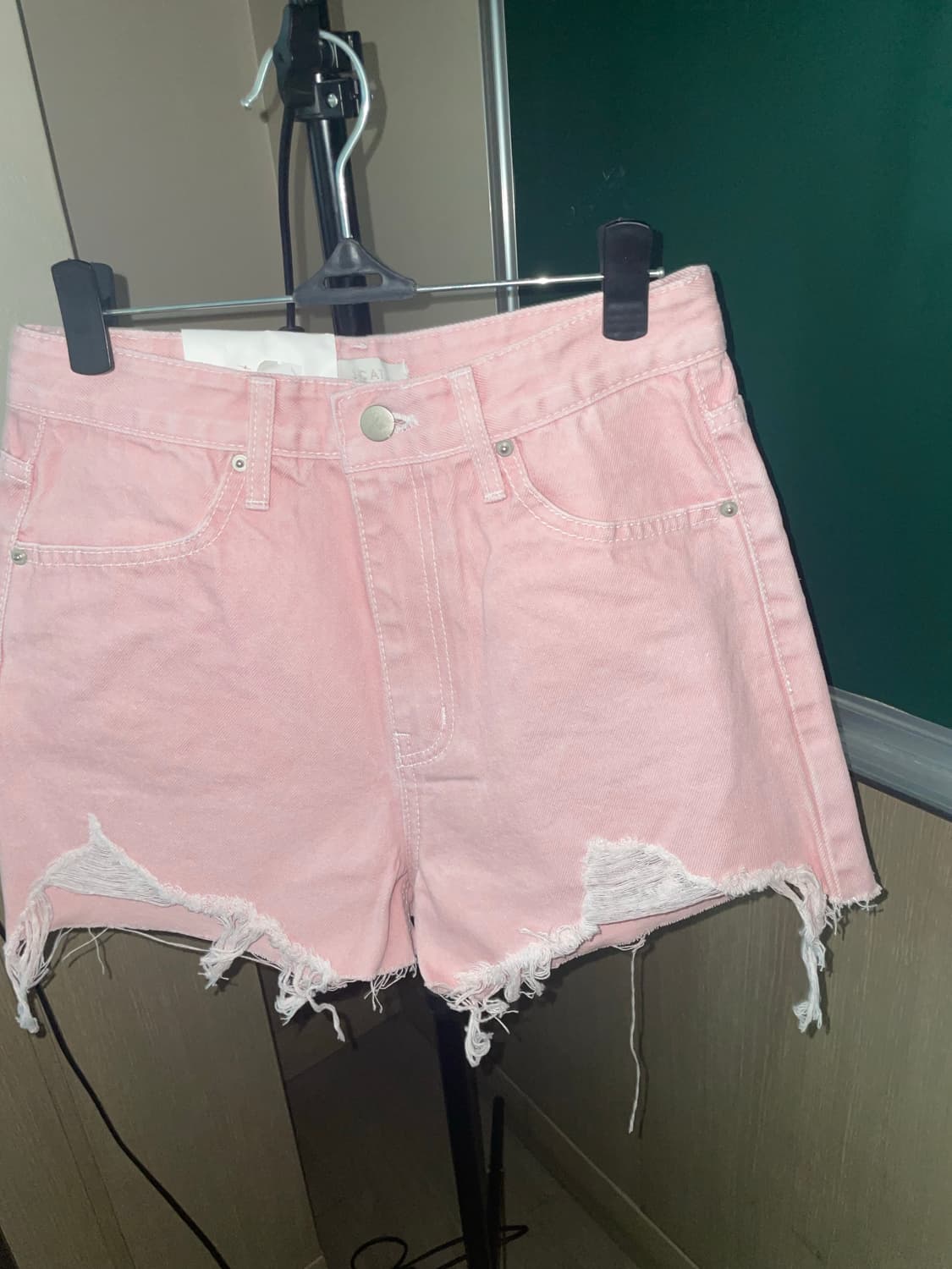 딸기우유 핑크 디스트로이드 반바지 팬츠 상품이미지2