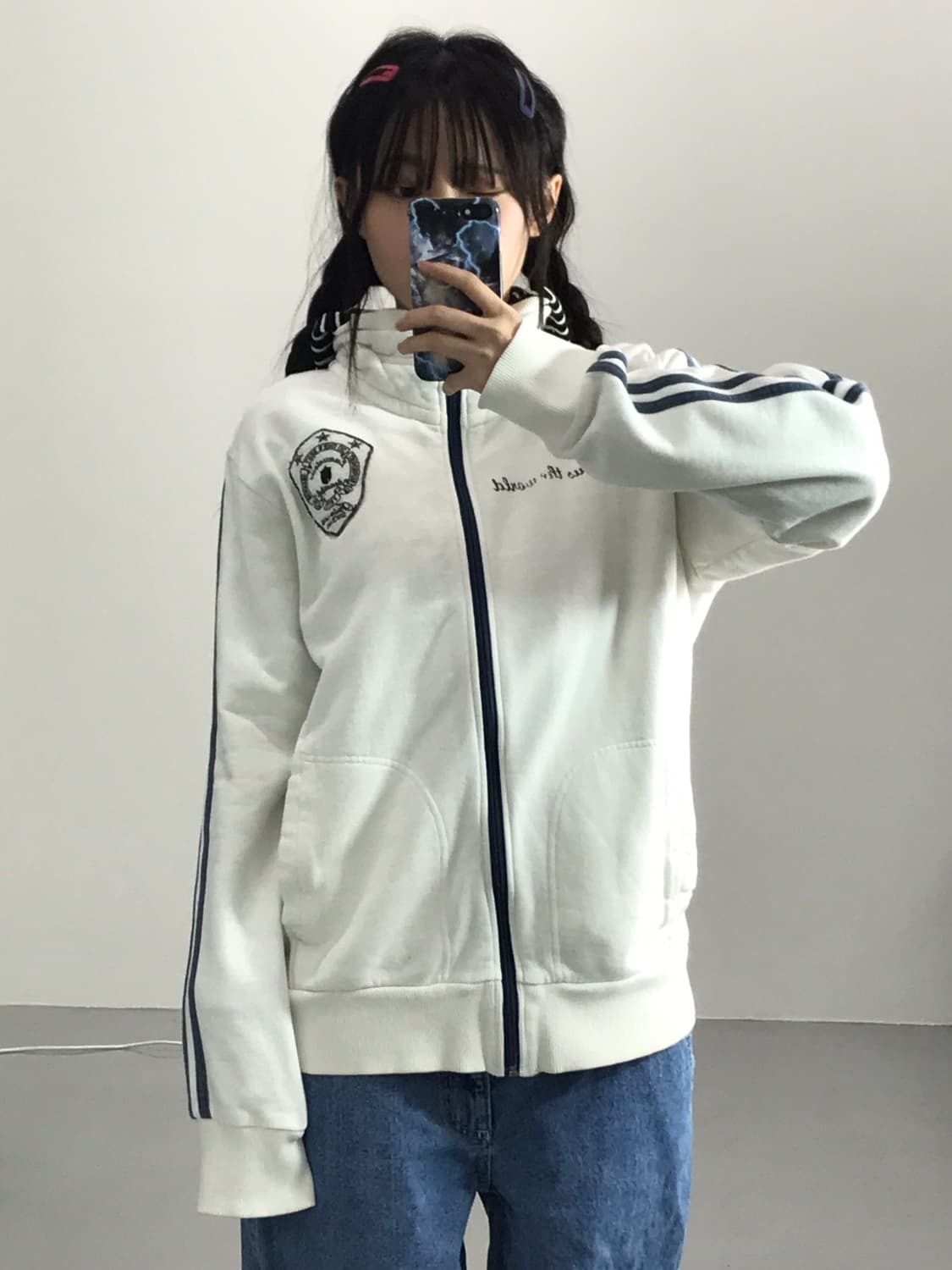 Jpn Kitsch White Cotton Zip Up 상품이미지1